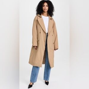 Good American Puffed Nylon Robe Coat in Good Khaki Size Small/Medium NWOT